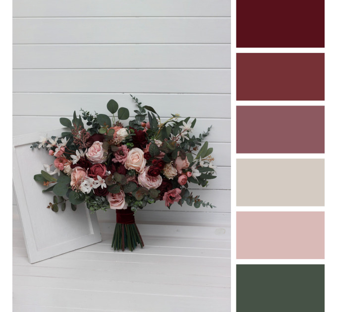 Wedding Bouquets in Burgundy, Dusty Rose & Blush Pink