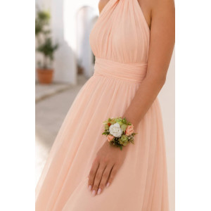 Peach, Yellow, White & Dusty Olive Wrist Corsage 5490