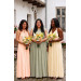 Peach, Yellow, White & Dusty Olive Asymmetrical Bridal Bouquet