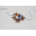 Floral Wrist Corsage in Terracotta, Dusty Blue & White