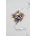 Floral Wrist Corsage in Terracotta, Dusty Blue & White