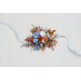 Floral Wrist Corsage in Terracotta, Dusty Blue & White