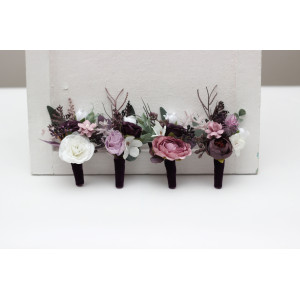  Purple, Lilac & White Boutonnieres. Flower accessories. 5430