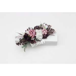 Purple, Lilac & White Floral Hair Comb for Wedding Hairstyles 5430