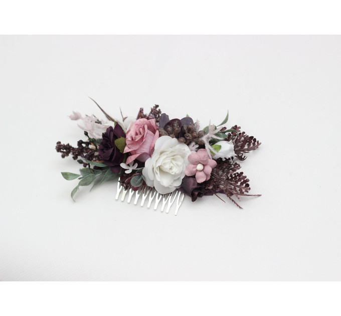 Bridal Hair Comb in Purple, Lilac & White Floral Tones