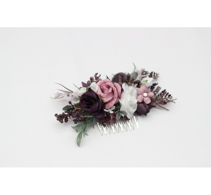 Bridal Hair Comb in Purple, Lilac & White Floral Tones