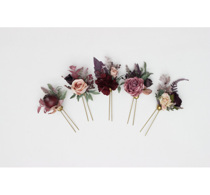 Bridal Hair Pins in Mauve, Purple & Beige