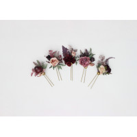 Set of 5 Hair Pins: Mauve, Purple & Beige. 5180