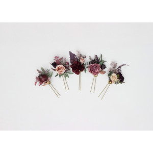 Set of 5 Hair Pins: Mauve, Purple & Beige. 5180