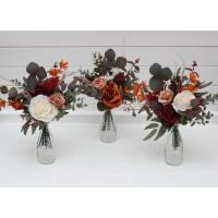 Burgundy, Rust, Ivory & Cinnamon Mini Bouquet for Vase. 0039