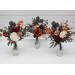 Simple Wedding Table Flowers in Burgundy, Rust, Ivory & Cinnamon