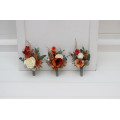 Wedding Boutonnieres in Burnt Orange, Ivory & Sage Green Tones