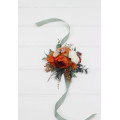Floral Wrist Corsage in Burnt Orange, Ivory & Sage Green