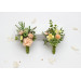 Groom & Groomsmen Flowers in Peach, Yellow & Soft Olive Green