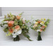 Peach, Yellow, White & Dusty Olive Asymmetrical Bridal Bouquet