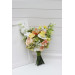 Peach, Yellow, White & Dusty Olive Asymmetrical Bridal Bouquet
