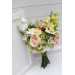 Peach, Yellow, White & Dusty Olive Asymmetrical Bridal Bouquet