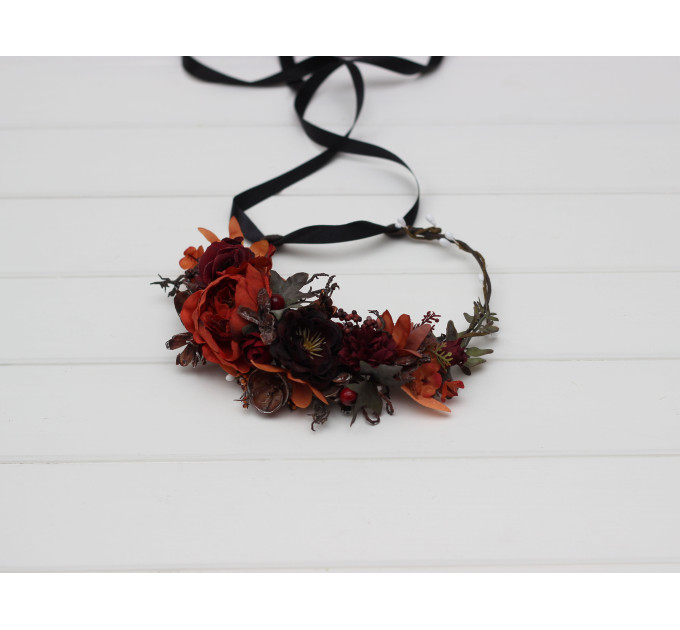 Bridal & Flower Girl Crown in Rust, Burgundy & Cinnamon