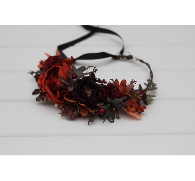 Bridal & Flower Girl Crown in Rust, Burgundy & Cinnamon
