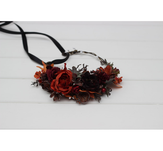 Bridal & Flower Girl Crown in Rust, Burgundy & Cinnamon