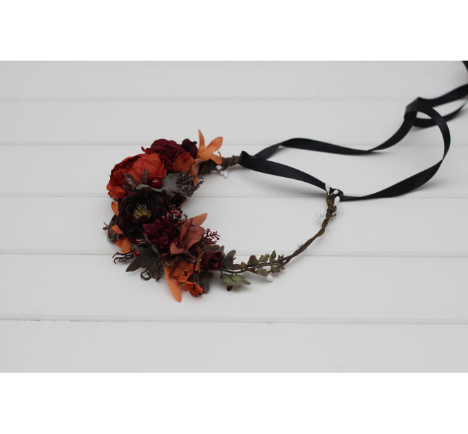Bridal & Flower Girl Crown in Rust, Burgundy & Cinnamon