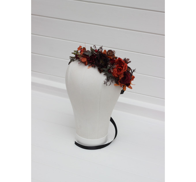 Bridal & Flower Girl Crown in Rust, Burgundy & Cinnamon