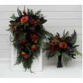 Moody Gothic Bridal & Bridesmaid Bouquets with Ferns