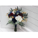 Small Wedding Bouquet in Navy Blue, Burgundy, Ivory & Gold
