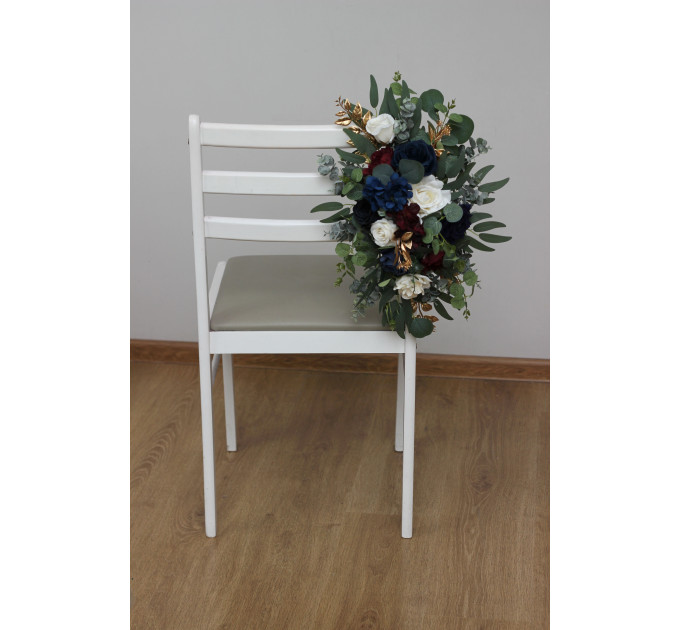 Floral Chair Markers in Navy Blue, Burgundy, Ivory & Gold