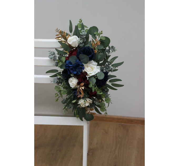 Floral Chair Markers in Navy Blue, Burgundy, Ivory & Gold