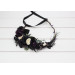 Moody Bridal Flower Crown in Deep Purple, Black, Ivory & Green