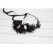Moody Bridal Flower Crown in Deep Purple, Black, Ivory & Green