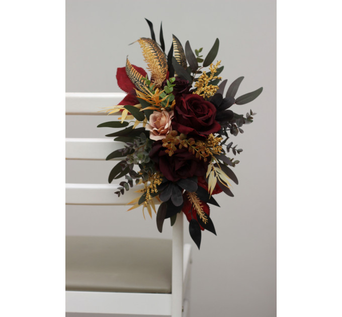 Floral Aisle Markers in Purple, Burgundy & Beige