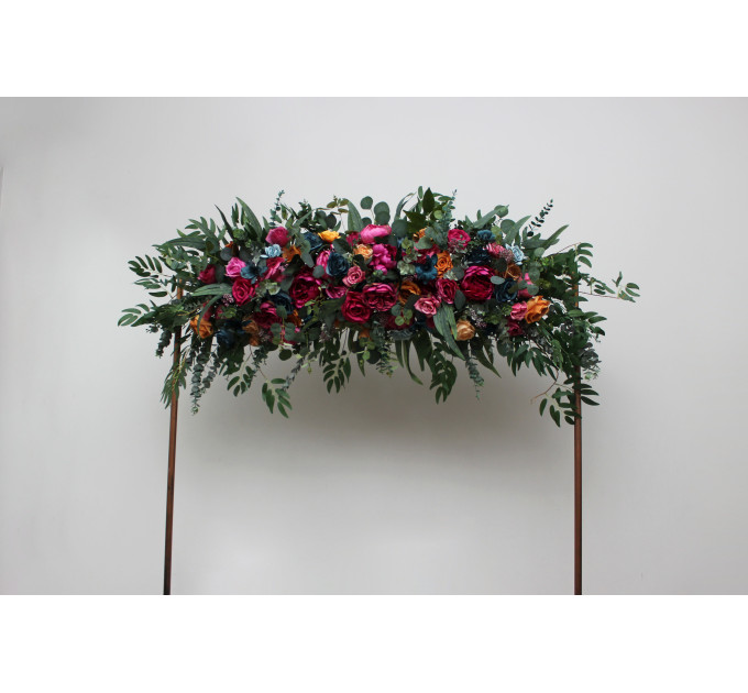 Jewel-Tone Flower Arch Arrangement – Luxurious Faux Florals for Wedding Arbors