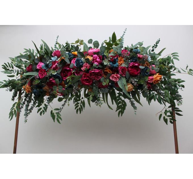 Jewel-Tone Flower Arch Arrangement – Luxurious Faux Florals for Wedding Arbors
