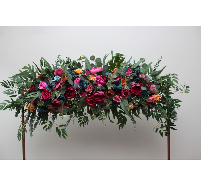 Jewel-Tone Flower Arch Arrangement – Luxurious Faux Florals for Wedding Arbors
