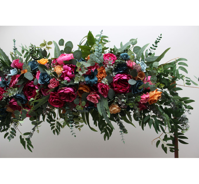 Jewel-Tone Flower Arch Arrangement – Luxurious Faux Florals for Wedding Arbors