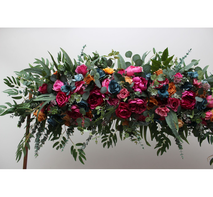Jewel-Tone Flower Arch Arrangement – Luxurious Faux Florals for Wedding Arbors