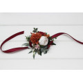 Floral Bracelet in Burgundy, Rust & Blush Pink for Wedding and Prom