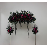 Set of 3 Purple, Black, Magenta & Green Gothic Floral Arrangements. 5370