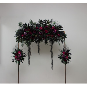 Set of 3 Purple, Black, Magenta & Green Gothic Floral Arrangements. 5370