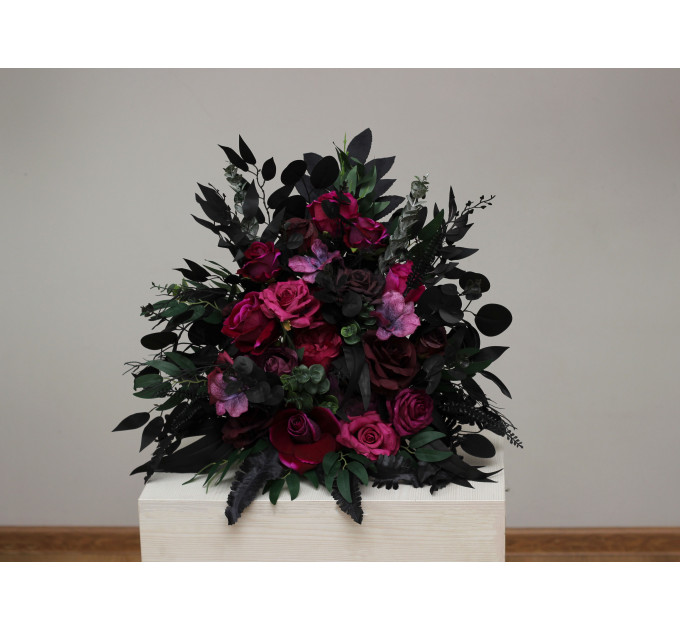 Moody Standing Floral Arrangement in Purple, Black & Magenta