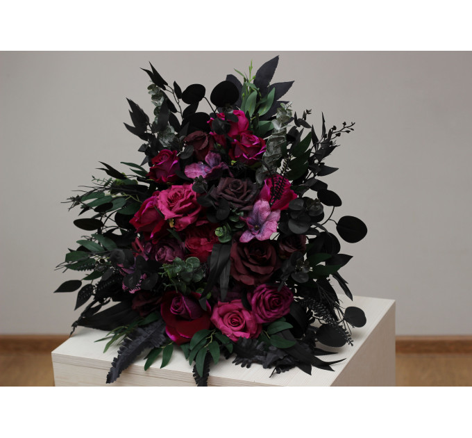 Moody Standing Floral Arrangement in Purple, Black & Magenta