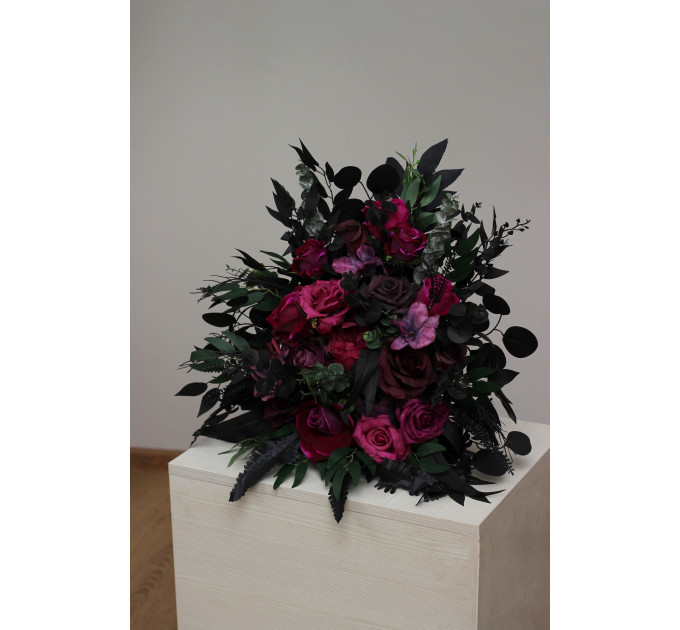 Moody Standing Floral Arrangement in Purple, Black & Magenta