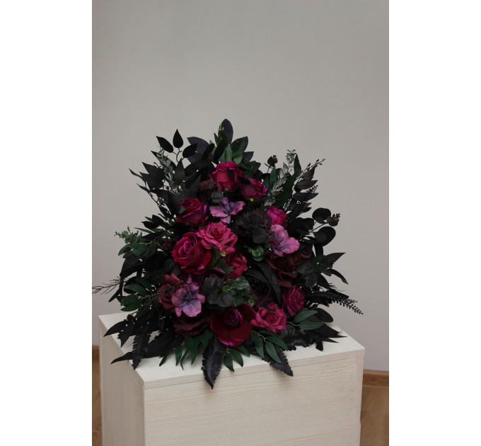 Moody Standing Floral Arrangement in Purple, Black & Magenta