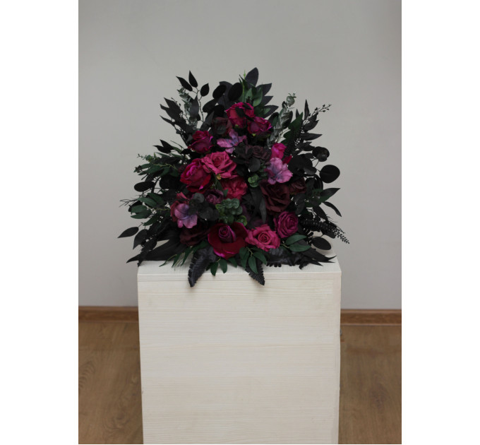 Moody Standing Floral Arrangement in Purple, Black & Magenta
