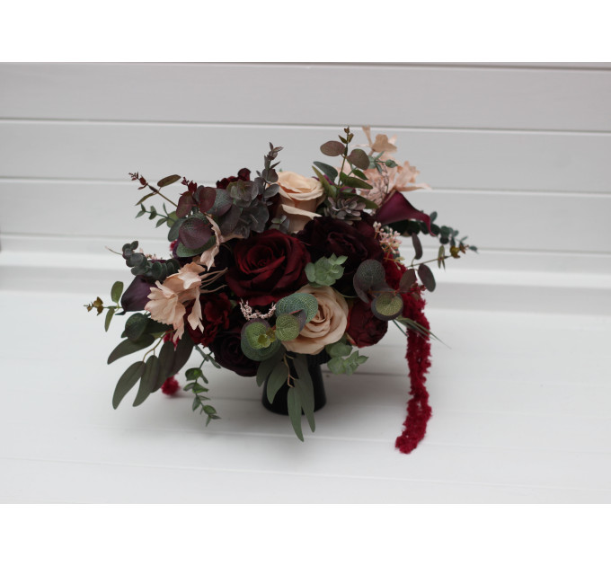 Moody Wedding Table Arrangement in Purple, Burgundy & Beige