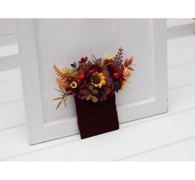 Pocket Flowers in Burgundy, Orange & Purple with Sunflower