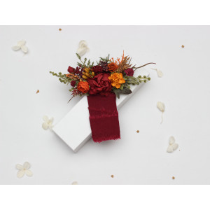 Burgundy, Rust, Orange & Olive Green Pocket Boutonniere 5498