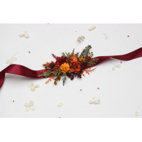 Burgundy, Rust, Orange & Olive Green Floral Belt 5498